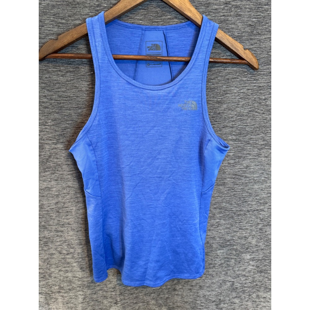 The North Face Womens FlashDry Racerback Tank Top Blue Heather Mesh XS - Picture 1 of 4
